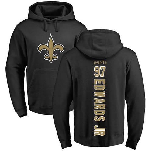 Men New Orleans Saints Black Mario Edwards Jr Backer NFL Football #97 Pullover Hoodie Sweatshirts->nfl t-shirts->Sports Accessory